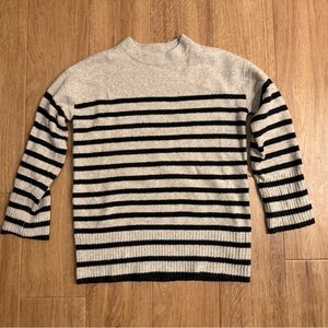 A New Day Striped Oversized Crewneck Pullover Sweater XS Tan Black